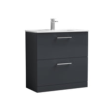 Nui Arno 800mm Floor Standing 2 Drawer Vanity & Basin 2 Contemporary Soft Black MFC 815x800x390mm - JJ Building Materials