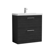 Nui Arno 800mm Floor Standing 2 Drawer Vanity & Basin 3 Contemporary Charcoal Black MFC 850x810x395mm - JJ Building Materials