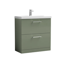 Nui Arno 800mm Floor Standing 2 Drawer Vanity & Basin 3 Contemporary Satin Green MFC 850x810x395mm - JJ Building Materials