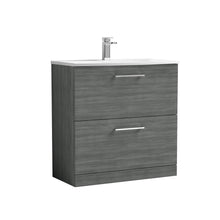 Nui Arno 800mm Floor Standing 2 Drawer Vanity & Basin 4 Contemporary Anthracite Woodgrain MFC 830x810x440mm - JJ Building Materials