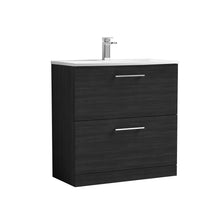 Nui Arno 800mm Floor Standing 2 Drawer Vanity & Basin 4 Contemporary Charcoal Black MFC 830x810x440mm - JJ Building Materials
