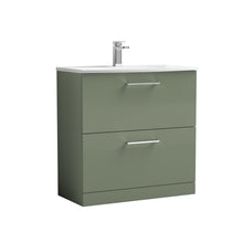 Nui Arno 800mm Floor Standing 2 Drawer Vanity & Basin 4 Contemporary Satin Green MFC 830x810x440mm - JJ Building Materials