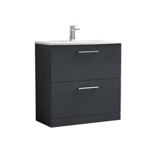 Nui Arno 800mm Floor Standing 2 Drawer Vanity & Basin 4 Contemporary Soft Black MFC 830x810x440mm - JJ Building Materials
