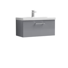 Nui Arno 800mm Wall Hung 1 Drawer Vanity & Basin 1 Contemporary Satin Grey MDF Painted Matt,MFC Painted Matt,vitreous China 399x810x390mm - JJ Building Materials