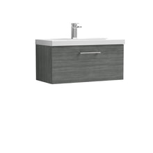 Nui Arno 800mm Wall Hung 1 Drawer Vanity & Basin 3 Contemporary Anthracite Woodgrain MFC Textured Woodgrain 409x810x395mm - JJ Building Materials