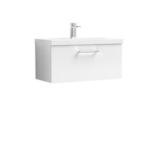 Nui Arno 800mm Wall Hung 1 Drawer Vanity & Basin 3 Contemporary Gloss White MDF Painted Gloss 409x810x395mm - JJ Building Materials