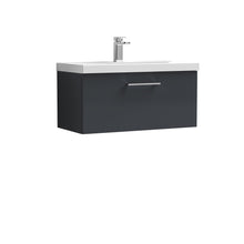 Nui Arno 800mm Wall Hung 1 Drawer Vanity & Basin 3 Contemporary Soft Black MFC Painted Matt 409x810x395mm - JJ Building Materials