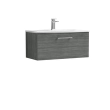 Nui Arno 800mm Wall Hung 1 Drawer Vanity & Basin 4 Contemporary Anthracite Woodgrain MFC Textured Woodgrain 389x810x440mm - JJ Building Materials