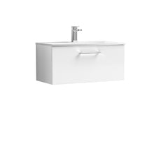 Nui Arno 800mm Wall Hung 1 Drawer Vanity & Basin 4 Contemporary Gloss White MDF Painted Gloss 389x810x440mm - JJ Building Materials