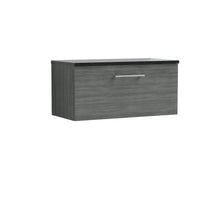 Nui Arno 800mm Wall Hung 1 Drawer Vanity & Laminate Top Contemporary Anthracite Woodgrain MFC Textured Woodgrain 381x805x390mm - ARN525LSB - JJ Building Materials
