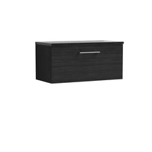 Nui Arno 800mm Wall Hung 1 Drawer Vanity & Laminate Top Contemporary Charcoal Black MFC Textured Woodgrain 381x805x390mm - ARN625LSB - JJ Building Materials