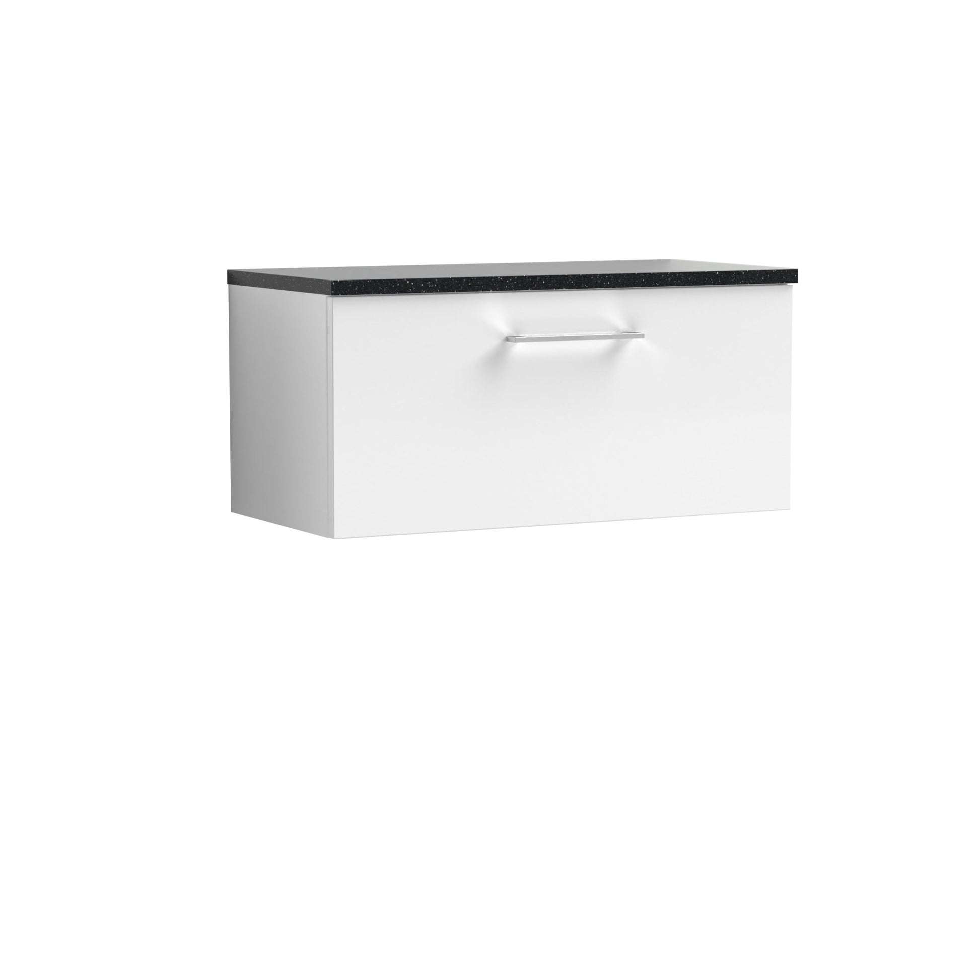 Nui Arno 800mm Wall Hung 1 Drawer Vanity & Laminate Top Contemporary Gloss White MFC Painted Gloss 381x805x390mm - ARN125LSB - JJ Building Materials