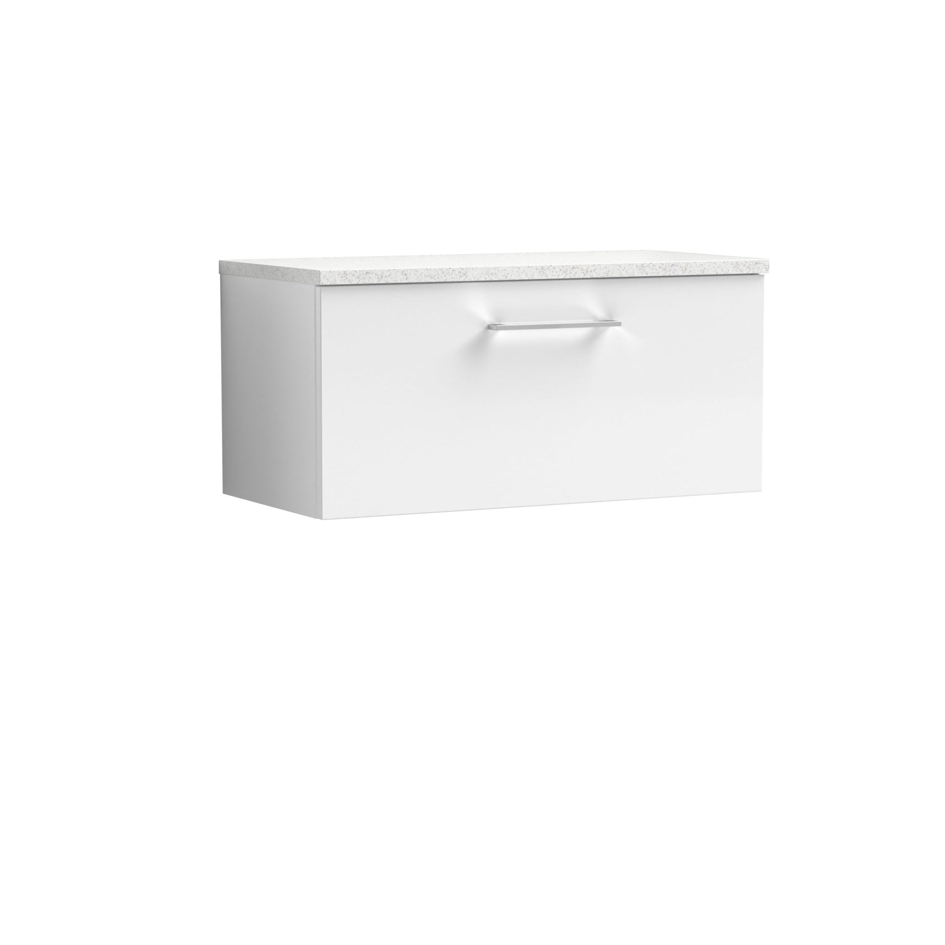 Nui Arno 800mm Wall Hung 1 Drawer Vanity & Laminate Top Contemporary Gloss White MFC Painted Gloss 381x805x390mm - ARN125LSW - JJ Building Materials