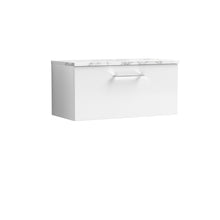 Nui Arno 800mm Wall Hung 1 - drawer Vanity & Laminate Worktop Contemporary Gloss White MFC Painted Gloss 381x805x390mm - JJ Building Materials