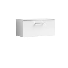 Nui Arno 800mm Wall Hung 1 Drawer Vanity & Worktop Contemporary Gloss White MFC Painted Gloss 377x805x390mm - JJ Building Materials