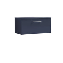 Nui Arno 800mm Wall Hung 1 - drawer Vanity & Worktop Contemporary Midnight Blue MFC Painted Matt 377x805x390mm - JJ Building Materials