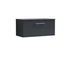 Nui Arno 800mm Wall Hung 1 Drawer Vanity & Worktop Contemporary Soft Black MFC Painted Matt 377x805x390mm - JJ Building Materials