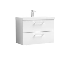 Nui Arno 800mm Wall Hung 2 Drawer Vanity & Basin 1 Contemporary Gloss White MDF Painted Gloss 579x810x390mm - JJ Building Materials
