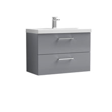 Nui Arno 800mm Wall Hung 2 Drawer Vanity & Basin 1 Contemporary Satin Grey 579x810x390mm - JJ Building Materials