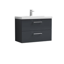 Nui Arno 800mm Wall Hung 2 Drawer Vanity & Basin 1 Contemporary Soft Black MFC Painted Matt 579x810x390mm - JJ Building Materials