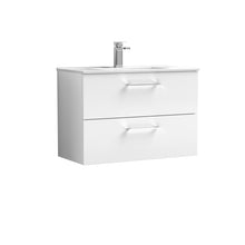 Nui Arno 800mm Wall Hung 2 Drawer Vanity & Basin 2 Contemporary Gloss White MDF Painted Gloss 557x800x390mm - JJ Building Materials