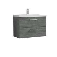 Nui Arno 800mm Wall Hung 2 Drawer Vanity & Basin 3 Contemporary Anthracite Woodgrain MFC Textured Woodgrain 589x810x395mm - JJ Building Materials