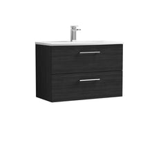 Nui Arno 800mm Wall Hung 2 Drawer Vanity & Basin 4 Contemporary Charcoal Black 570x810x440mm - JJ Building Materials