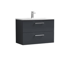Nui Arno 800mm Wall Hung 2 Drawer Vanity & Basin 4 Contemporary Soft Black MFC Painted Matt 569x810x440mm - JJ Building Materials