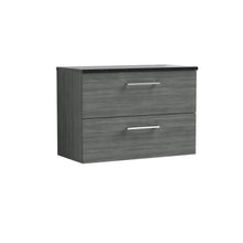 Nui Arno 800mm Wall Hung 2 Drawer Vanity & Laminate Top Contemporary Anthracite Woodgrain MFC Textured Woodgrain 561x805x390mm - ARN526LSB - JJ Building Materials
