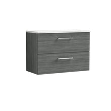 Nui Arno 800mm Wall Hung 2 Drawer Vanity & Laminate Top Contemporary Anthracite Woodgrain MFC Textured Woodgrain 561x805x390mm - ARN526LSW - JJ Building Materials