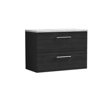 Nui Arno 800mm Wall Hung 2 Drawer Vanity & Laminate Top Contemporary Charcoal Black MFC Textured Woodgrain 561x805x390mm - ARN626LBG - JJ Building Materials
