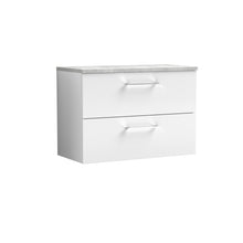 Nui Arno 800mm Wall Hung 2 Drawer Vanity & Laminate Top Contemporary Gloss White MFC Painted Gloss 561x805x390mm - ARN126LBG - JJ Building Materials