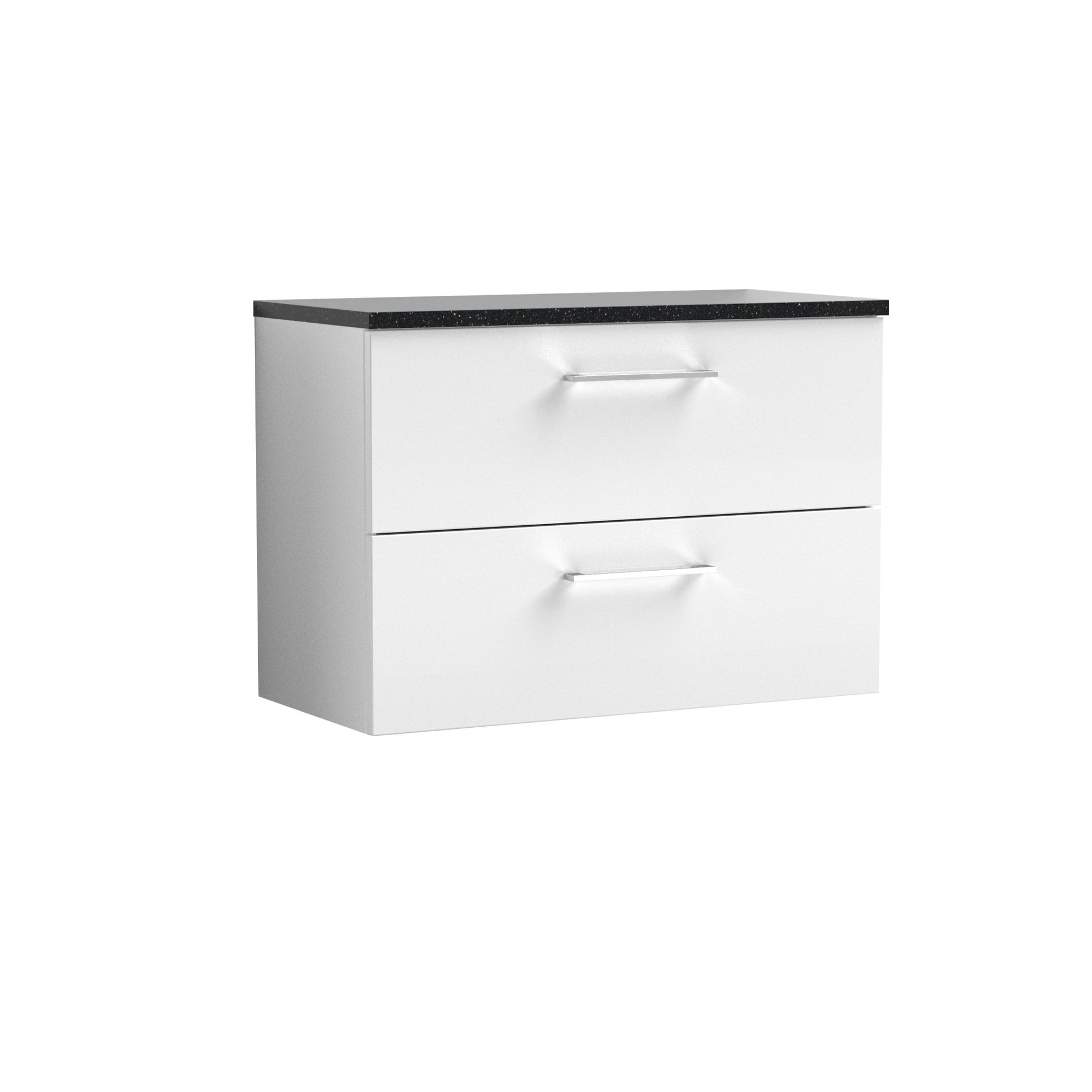 Nui Arno 800mm Wall Hung 2 Drawer Vanity & Laminate Top Contemporary Gloss White MFC Painted Gloss 561x805x390mm - ARN126LSB - JJ Building Materials