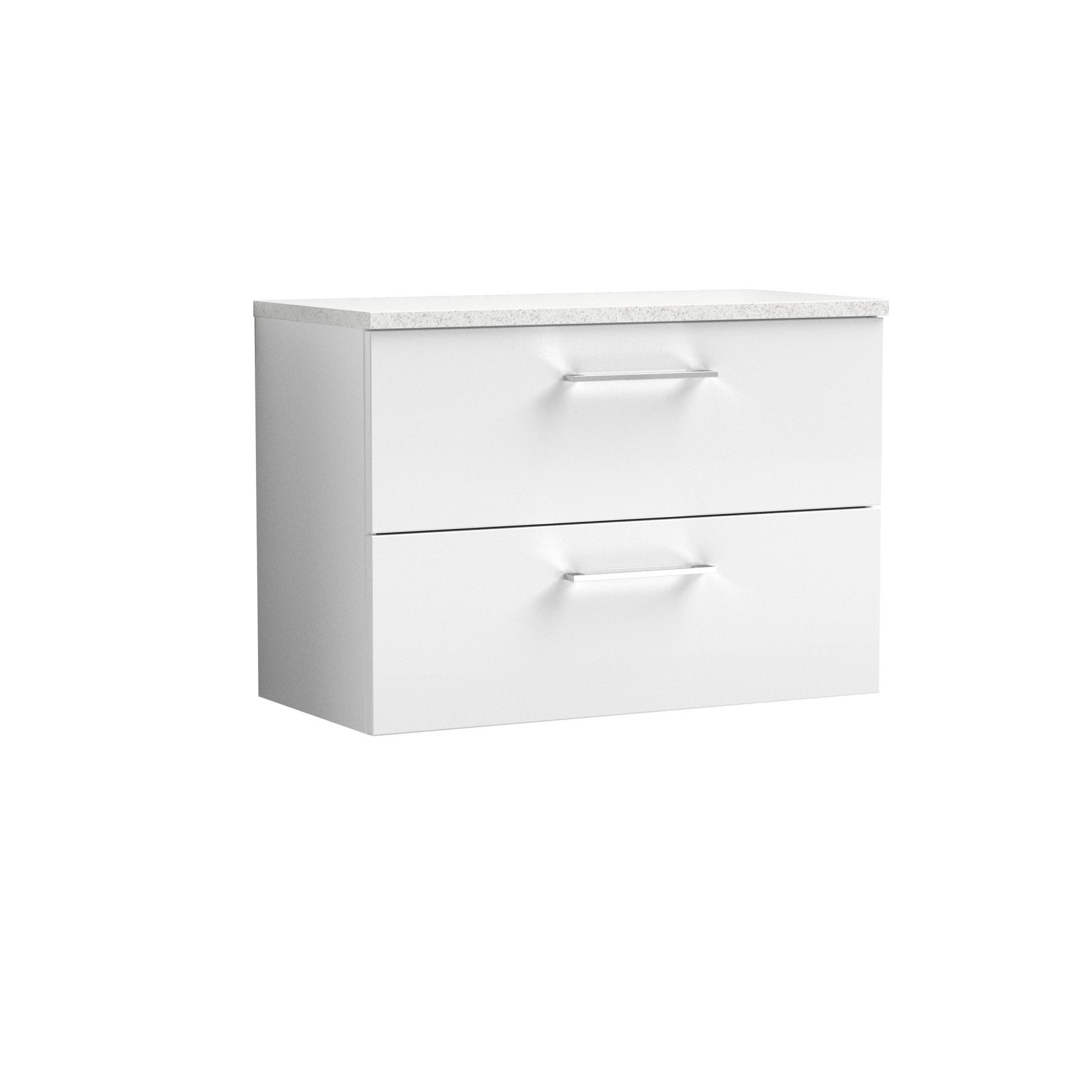 Nui Arno 800mm Wall Hung 2 Drawer Vanity & Laminate Top Contemporary Gloss White MFC Painted Gloss 561x805x390mm - ARN126LSW - JJ Building Materials