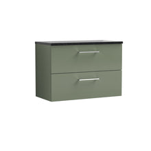 Nui Arno 800mm Wall Hung 2 Drawer Vanity & Laminate Top Contemporary Satin Green MFC Painted Matt 561x805x390mm - ARN826LSB - JJ Building Materials