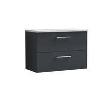 Nui Arno 800mm Wall Hung 2 Drawer Vanity & Laminate Top Contemporary Soft Black MFC Painted Matt 561x805x390mm - ARN1426LBG - JJ Building Materials