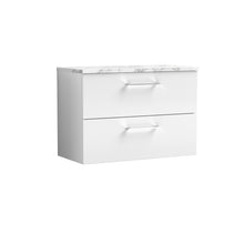 Nui Arno 800mm Wall Hung 2 - drawer Vanity & Laminate Worktop Contemporary Gloss White MFC Painted Gloss 561x805x390mm - JJ Building Materials