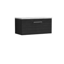 Nui Arno 800mm Wall Hung Single Drawer Vanity & Laminate Top Contemporary Charcoal Black MFC Textured Woodgrain 381x805x390mm - JJ Building Materials