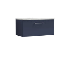 Nui Arno 800mm Wall Hung Single Drawer Vanity & Laminate Worktop Contemporary Midnight Blue MFC Painted Matt 381x805x390mm - JJ Building Materials