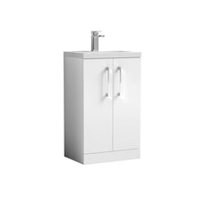 Nui Arno Compact 500mm Floor Standing 2 - door Vanity & Polymarble Basin Contemporary Gloss White MFC Painted Gloss 840x505x360mm - JJ Building Materials