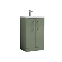 Nui Arno Compact 500mm Floor Standing 2 Door Vanity & Polymarble Basin Contemporary Satin Green MFC Painted Matt 840x503x353mm - JJ Building Materials
