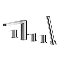 Nui Arvan Deck Mounted 5 Tap Hole Bath Shower Mixer Contemporary Chrome Brass ABS 230x535x225mm - JJ Building Materials