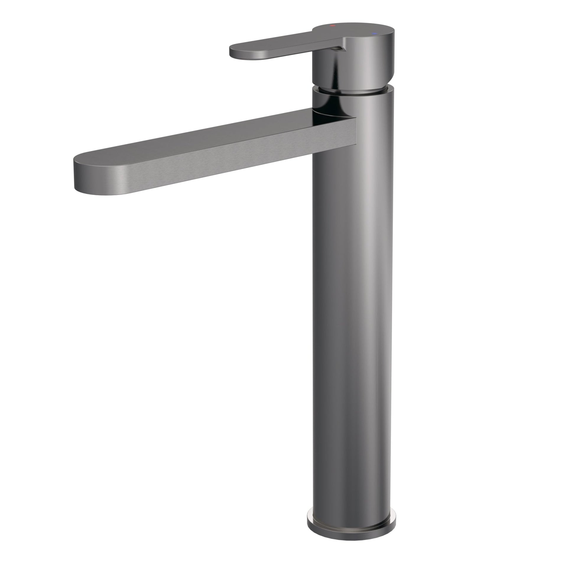 Nui Arvan High - rise Mono Basin Mixer (no Waste) Contemporary Brushed Pewter Brass,plastic 290x52x187mm - JJ Building Materials