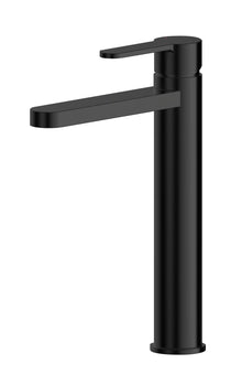 Nui Arvan High - rise Mono Basin Mixer (no Waste) Contemporary Matt Black Brass,plastic 290x52x187mm - JJ Building Materials