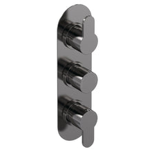Nui Arvan Triple Thermostatic Valve Contemporary Brushed Pewter Brass ABS 280x80x136mm - JJ Building Materials