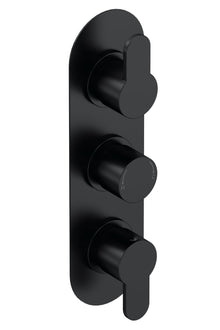 Nui Arvan Triple Thermostatic Valve Contemporary Matt Black Brass ABS 280x80x136mm - JJ Building Materials