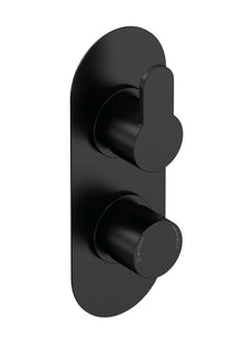 Nui Arvan Twin Thermostatic Valve Contemporary Matt Black Brass ABS 215x80x136mm - JJ Building Materials