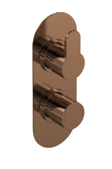 Nui Arvan Twin Thermostatic Valve With Diverter Contemporary Brushed Bronze ABS,brass 215x80x136mm - JJ Building Materials