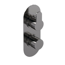 Nui Arvan Twin Thermostatic Valve With Diverter Contemporary Brushed Pewter Brass ABS 215x80x136mm - JJ Building Materials