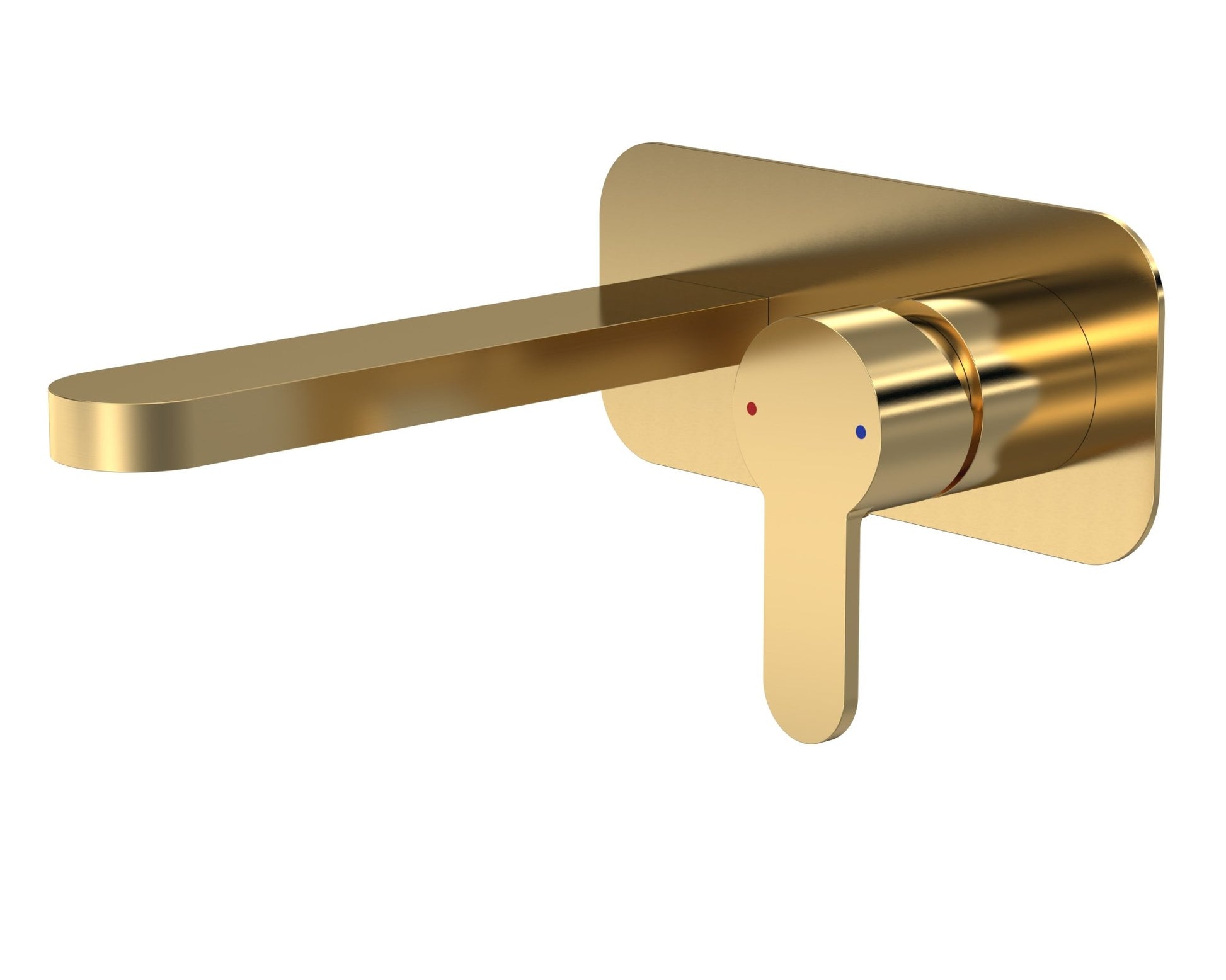 Nui Arvan Wall Mounted 2 Tap Hole Basin Mixer With Plate Contemporary Brushed Brass Brass,plastic 108x180x193mm - JJ Building Materials